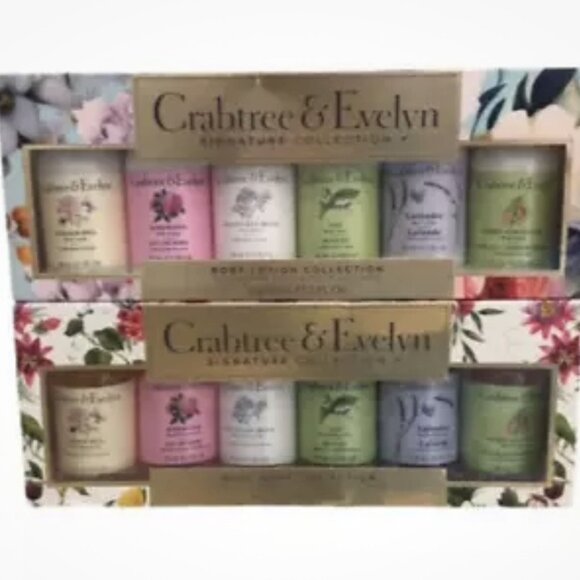 12 pc Crabtree & Evelyn Signature Collection Body Wash & Lotion 2 Boxes of 6 New